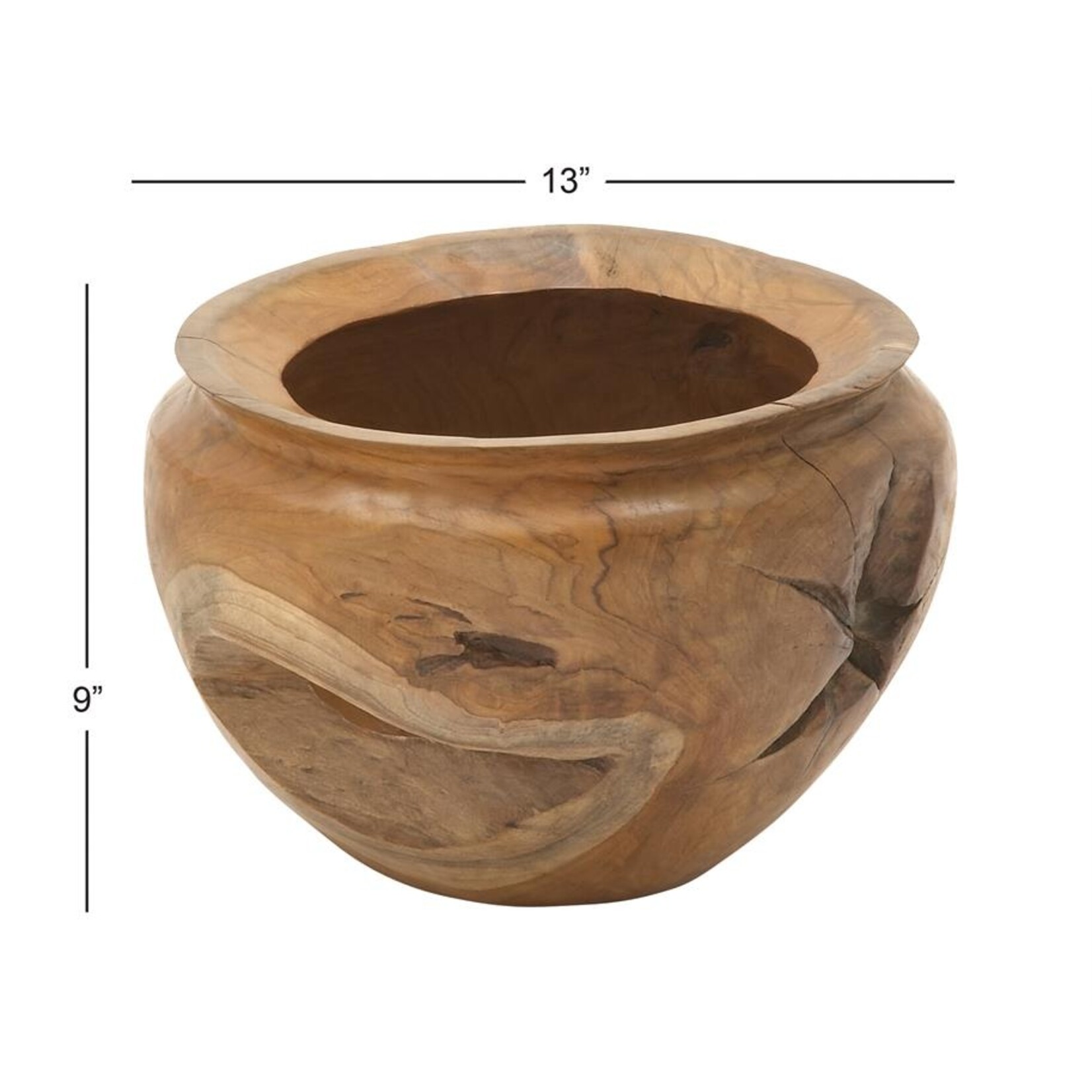 Uma Brown Teak Wood Handmade Live Edge Free Form Decorative Bowl