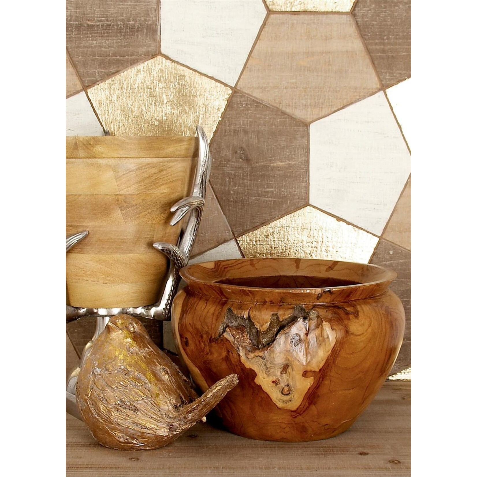 Uma Brown Teak Wood Handmade Live Edge Free Form Decorative Bowl