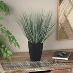 Uma Green Faux Foliage Onion Grass Indoor Outdoor Artificial Plant with Black Plastic Pot