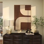 Brown Polyester Abstract Living Room Framed Wall Art with Tan Ribbed Arches