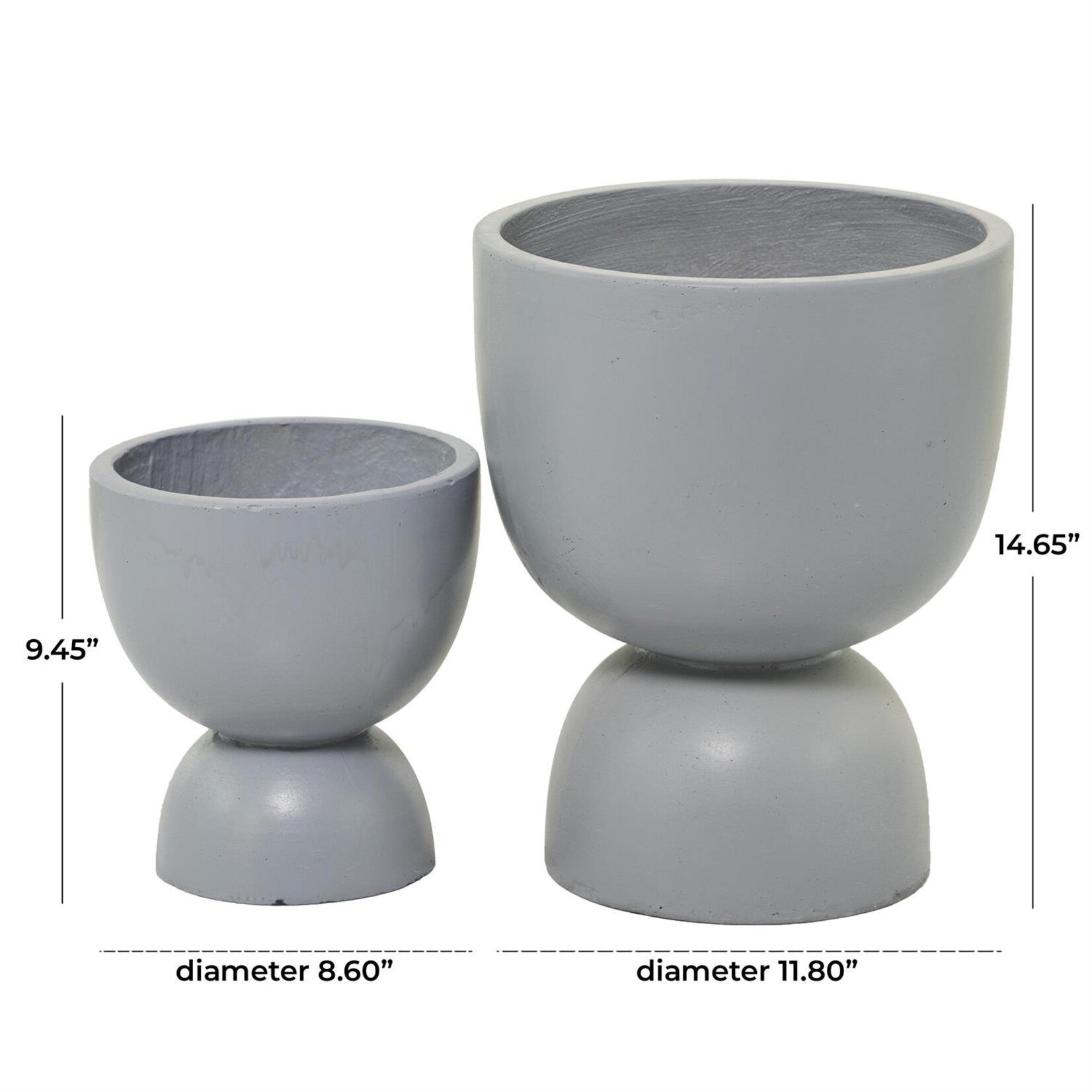 Uma Gray Magnesium Oxide Indoor Outdoor Planter, Set of 2
