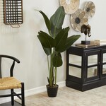 Uma Green Faux Foliage Bird of Paradise Indoor Outdoor Artificial Plant with Realistic Leaves and Black Plastic Pot