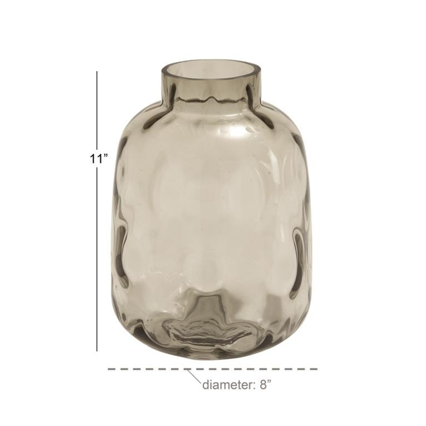 Uma Gray Tempered Glass Decorative Vase with Bubble Texture