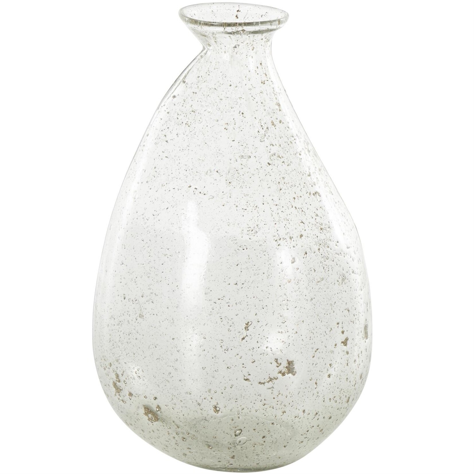 Uma Clear Glass Speckled Decorative Vase with Brown Accents