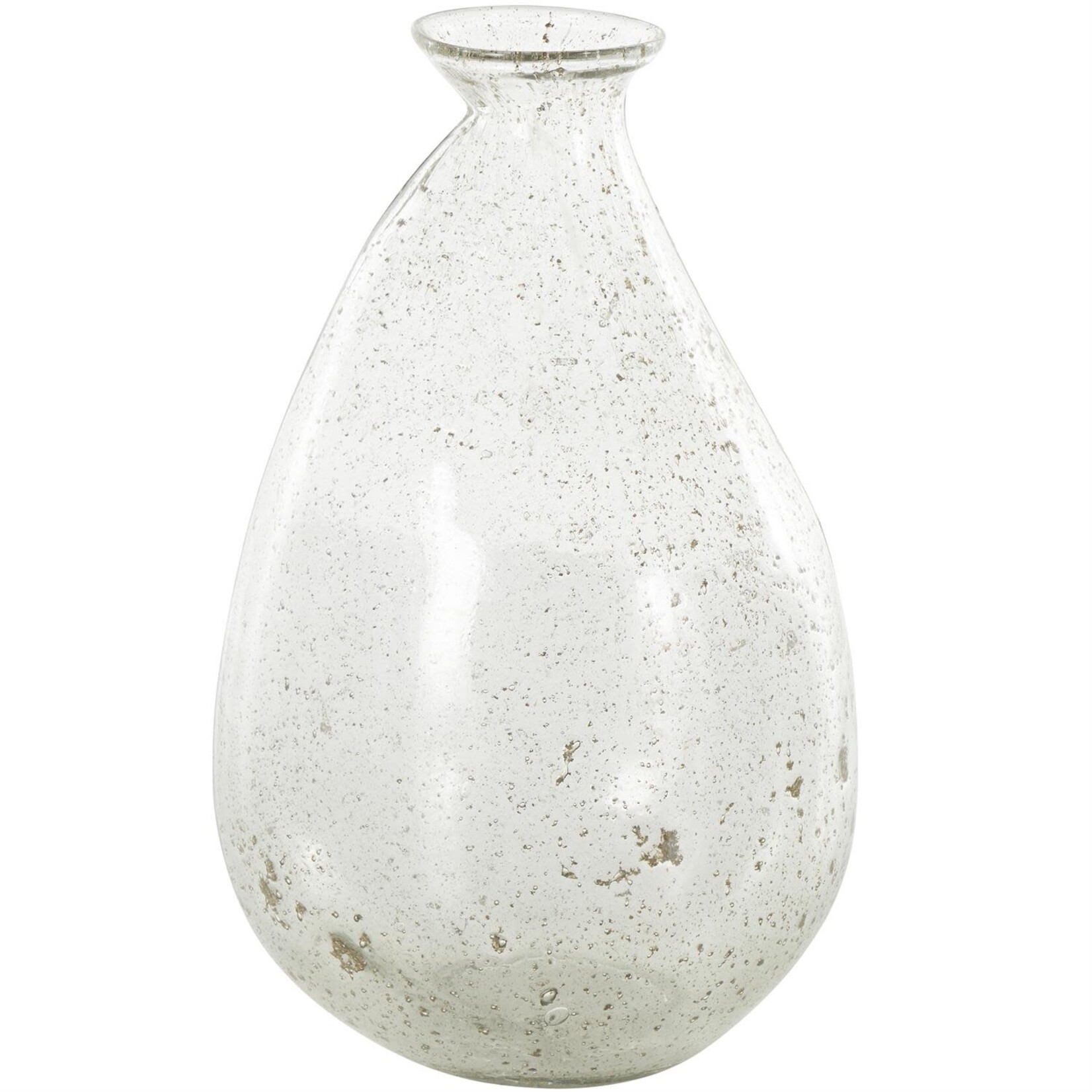 Uma Clear Glass Speckled Decorative Vase with Brown Accents