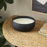 Uma Black Metal Eucalyptus Spa Scented Textured 34oz 4 Wick Decorative Candle with White Wax