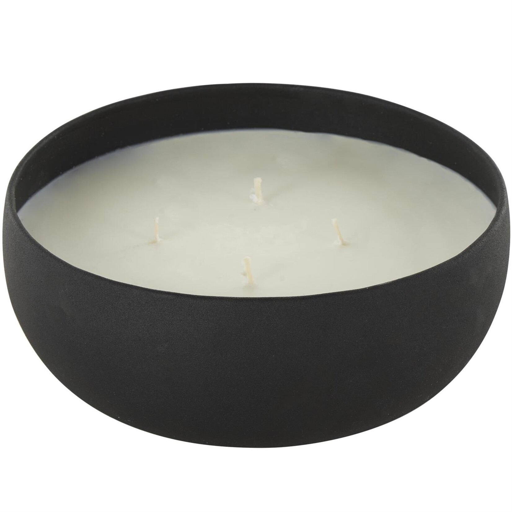 Uma Black Metal Eucalyptus Spa Scented Textured 34oz 4 Wick Decorative Candle with White Wax