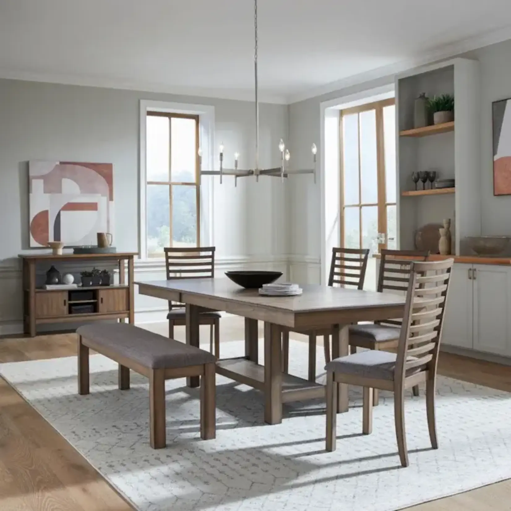Liberty Furniture Brook Bay Sandstone 6pc Trestle Table Set