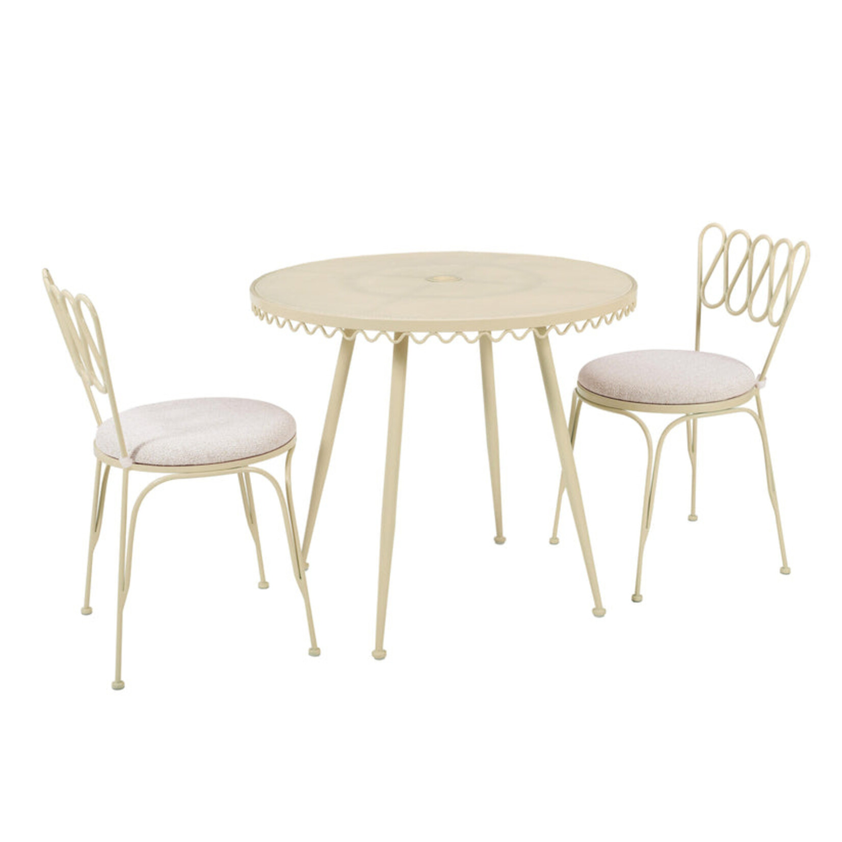 TOV Erica Cream Wrought Iron Outdoor Cafe Table