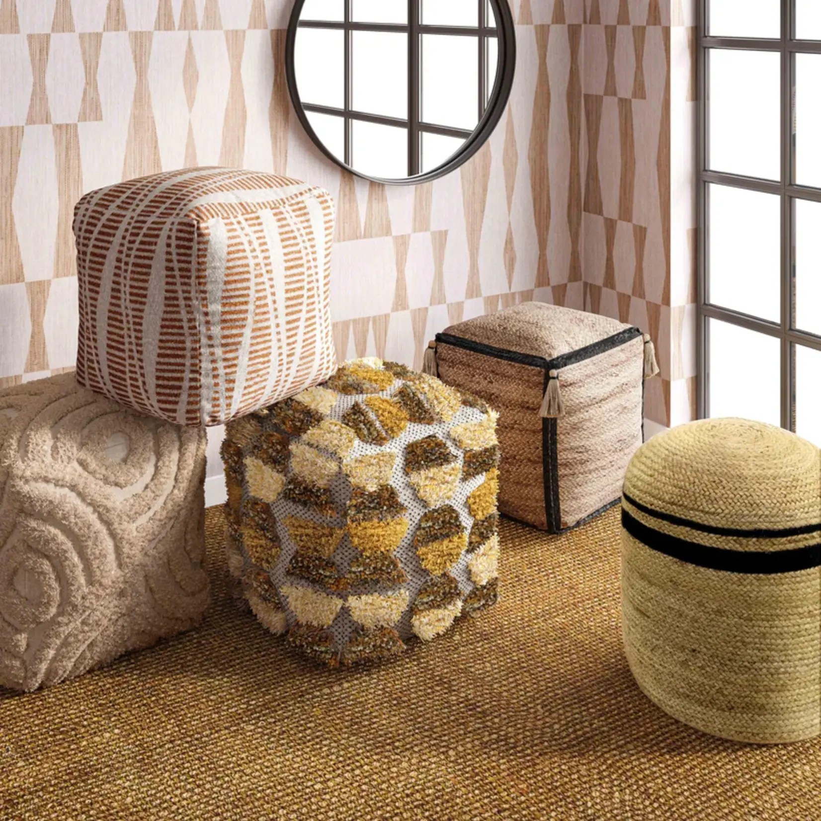 TOV Ember Woven Pouf