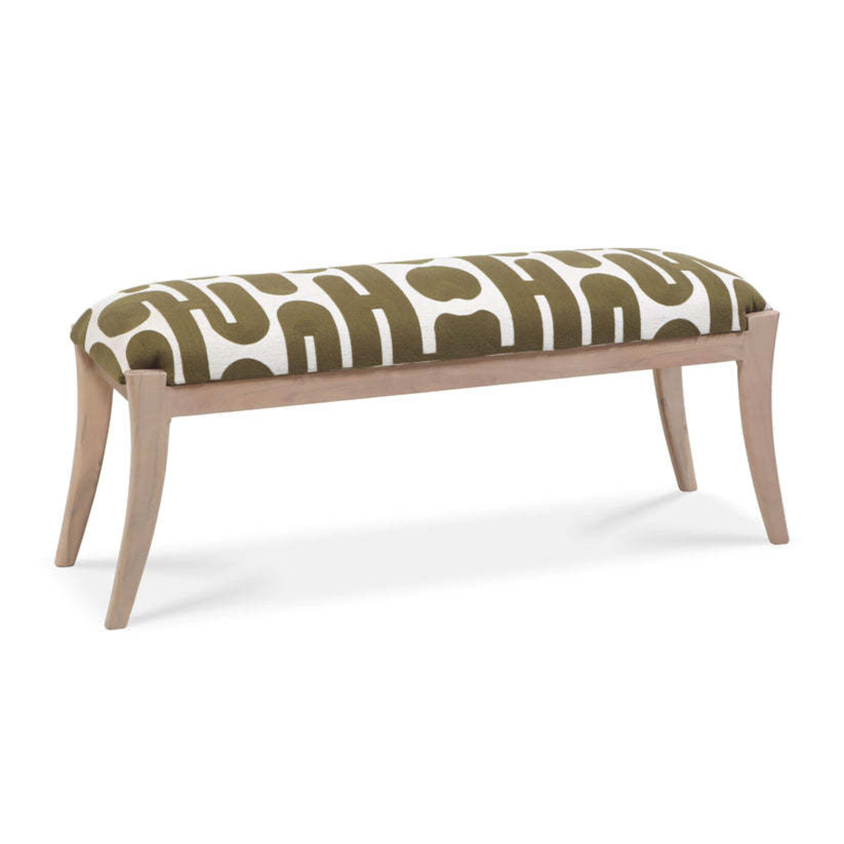 TOV Arielle Olive & White Embroidered Bench