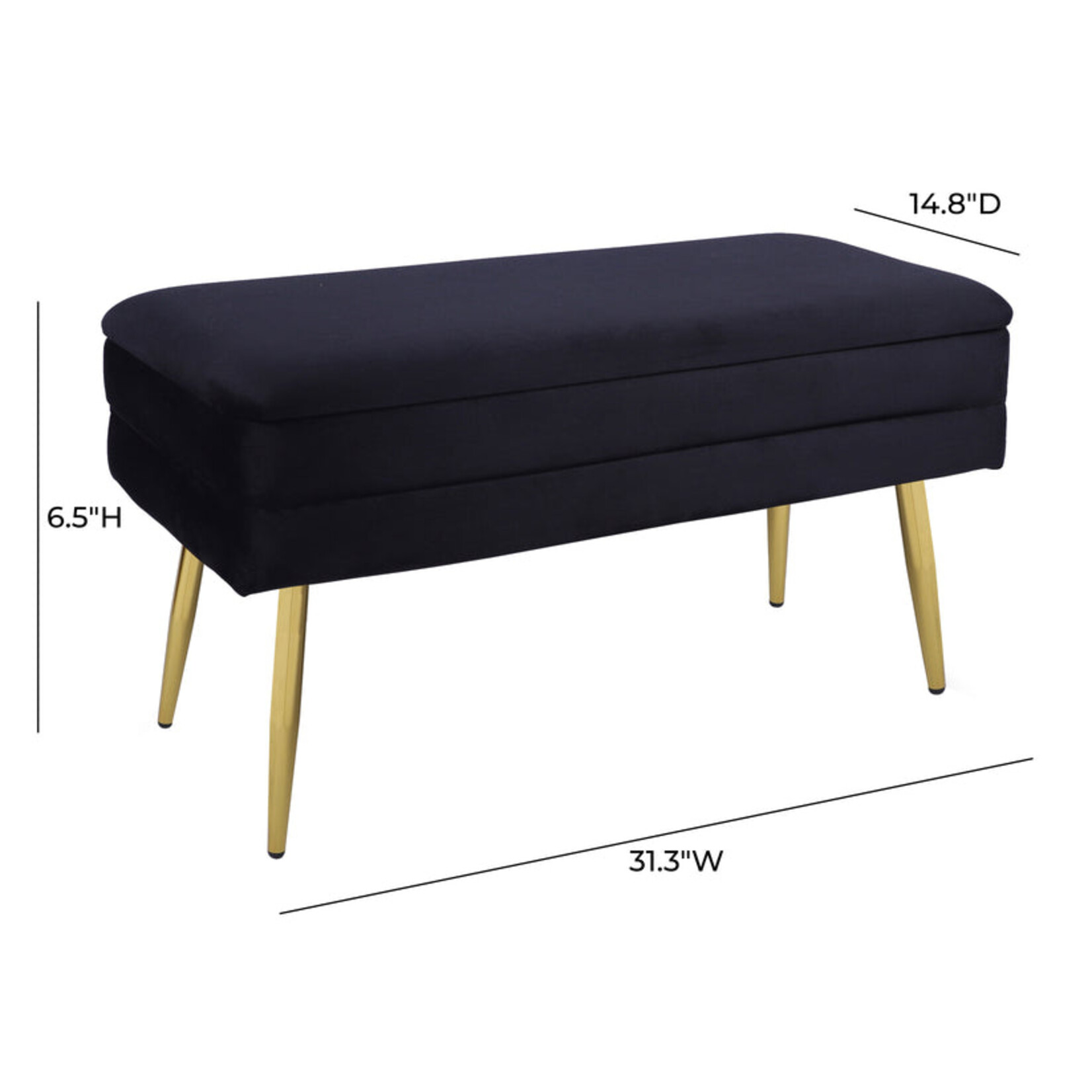 TOV Ziva Black Velvet Storage Bench