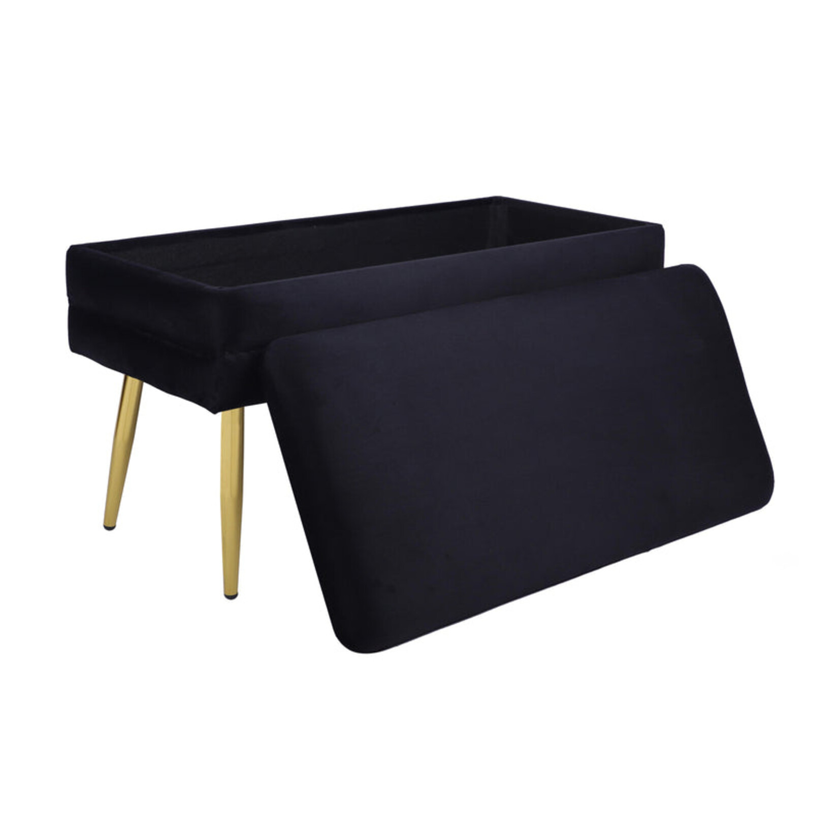 TOV Ziva Black Velvet Storage Bench