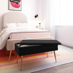 TOV Ziva Black Velvet Storage Bench