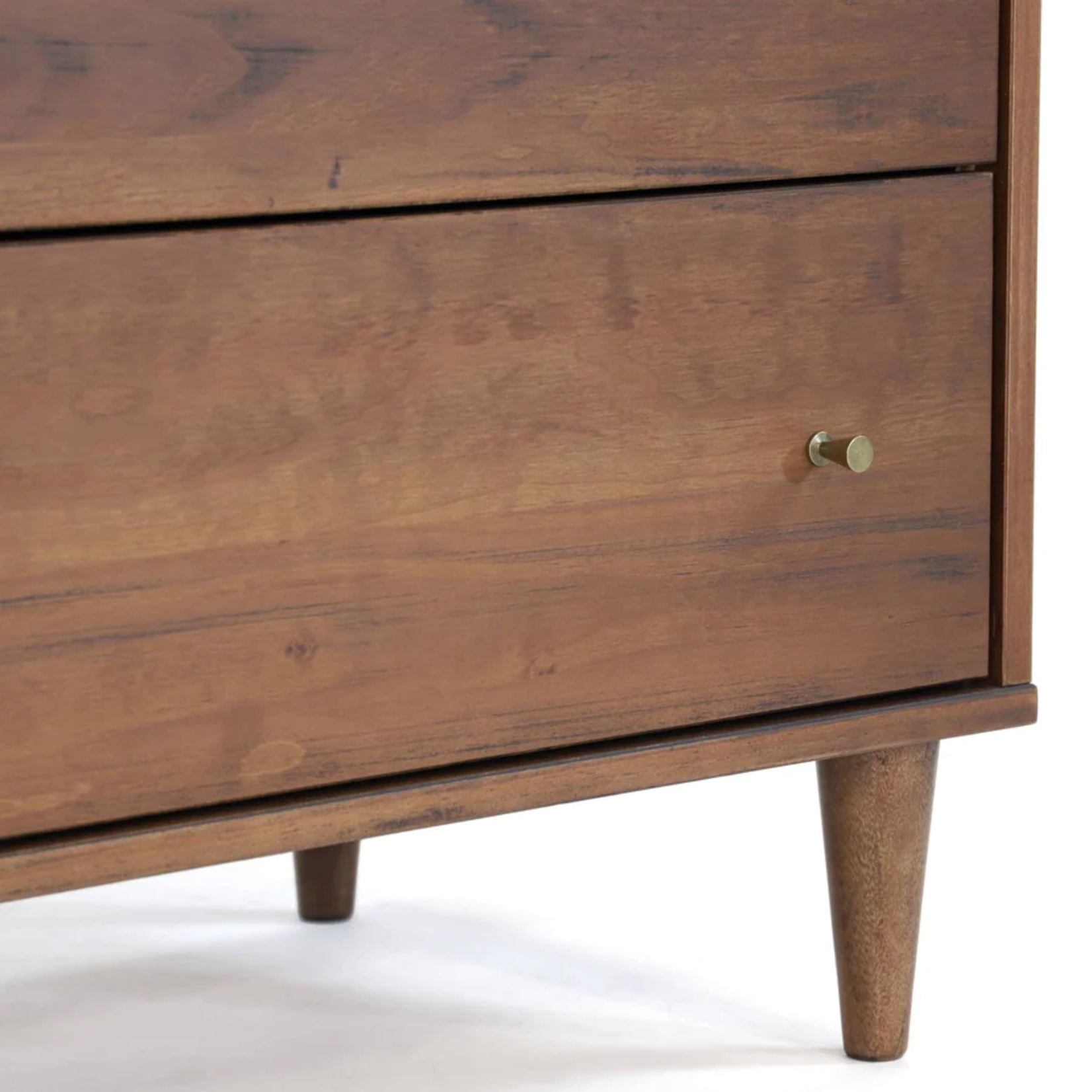 GrainWood MID CENTURY 5 Drawer Chest - Solid Wood - Finish Brushed Walnut STURDY