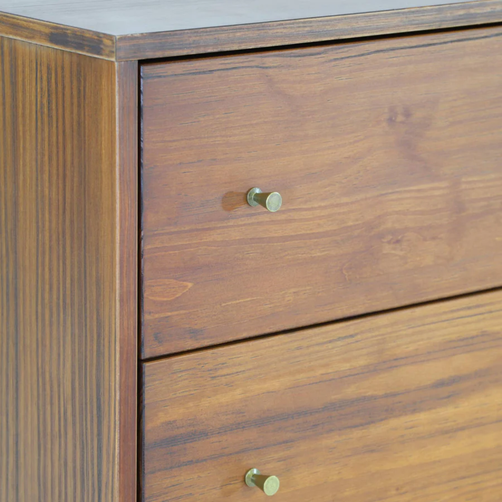 GrainWood MID CENTURY 5 Drawer Chest - Solid Wood - Finish Brushed Walnut STURDY