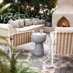 TOV Charra Faux Travertine Indoor/Outdoor Side Table