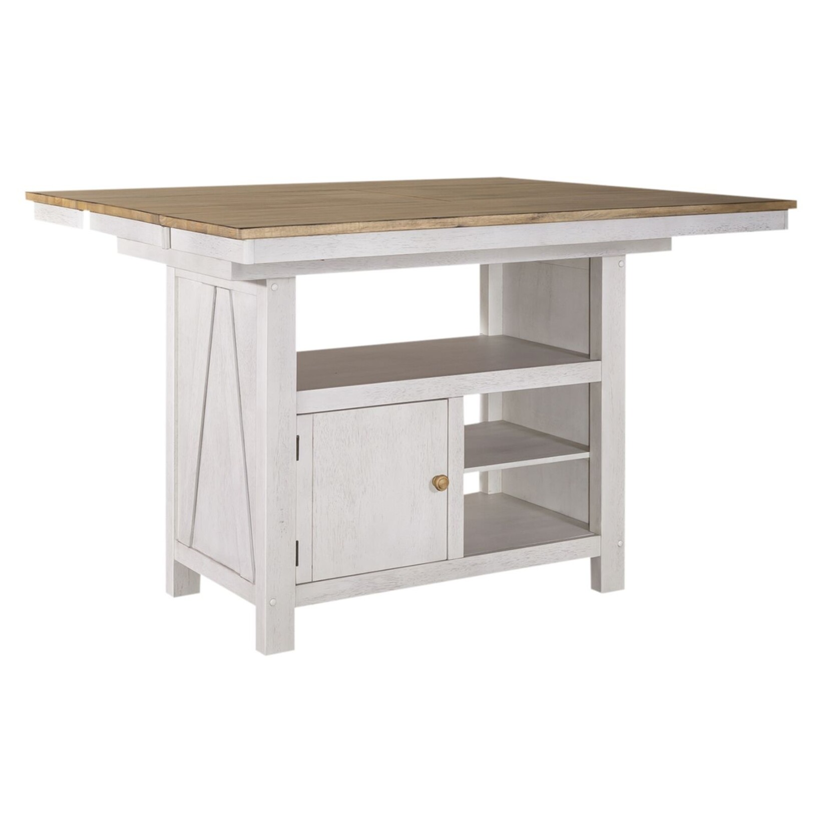Liberty Furniture Lindsey Farm White 7pc Kitchen Isle Gathering Table Set
