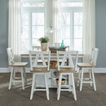 Liberty Furniture Lindsey Farm White 7pc Kitchen Isle Gathering Table Set