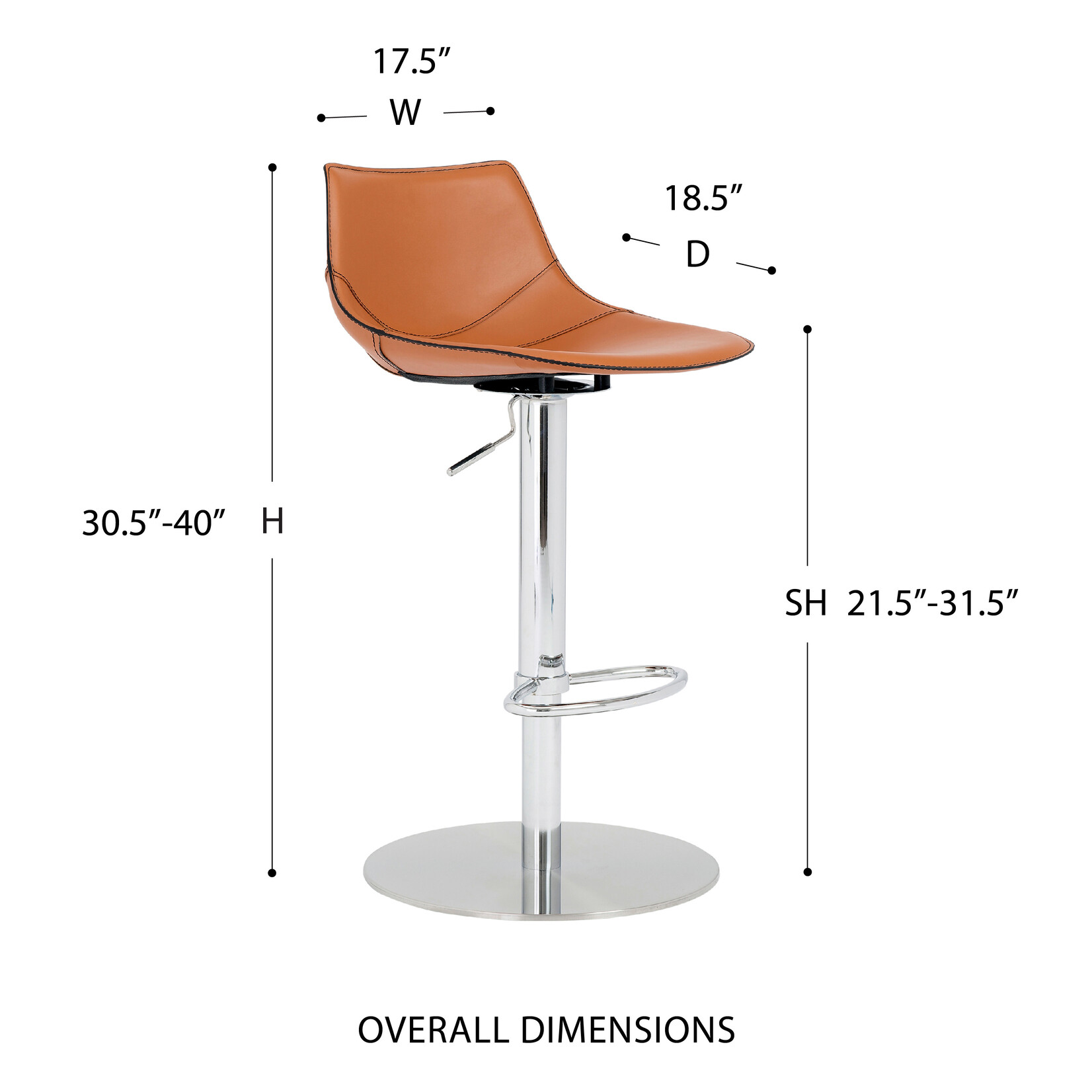 EuroStyle Rudy Bar/Counter Stool  DK CRML/BRUSH SS