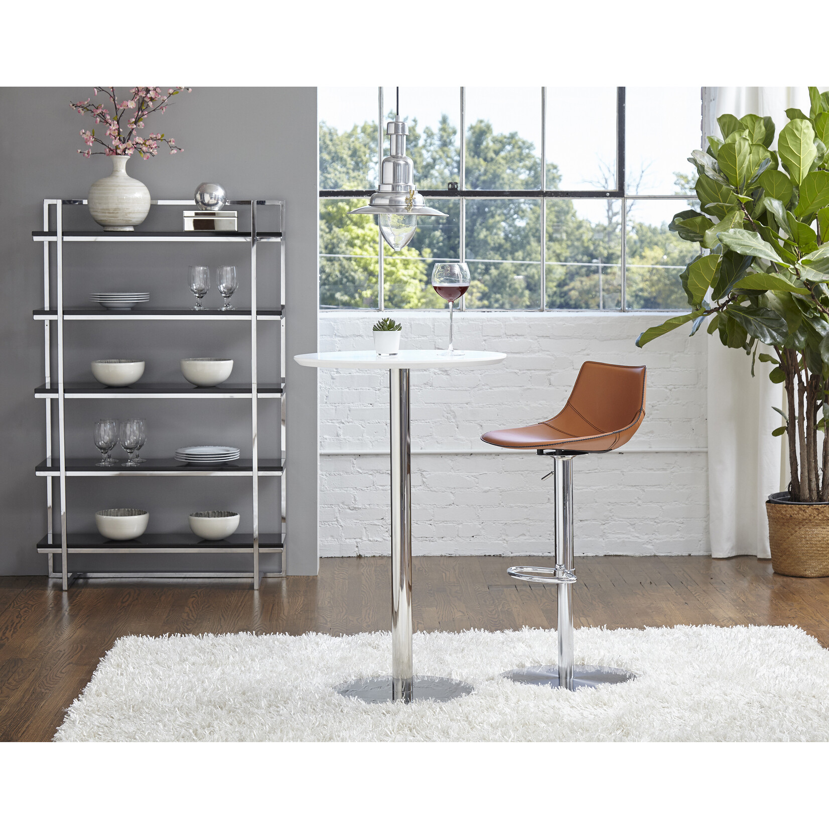 EuroStyle Rudy Bar/Counter Stool  DK CRML/BRUSH SS