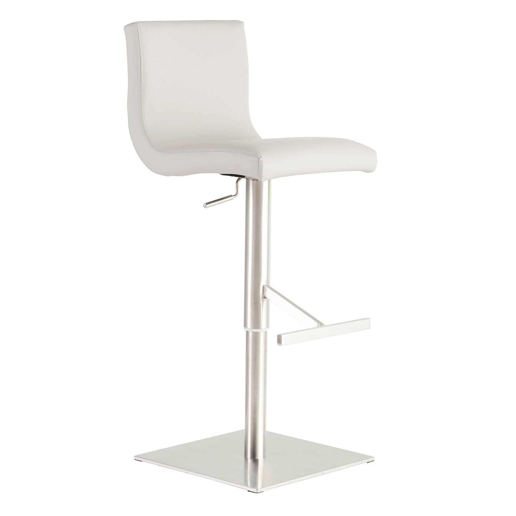 EuroStyle Scott Bar/Counter Stool WHT PU/BRUSH SS