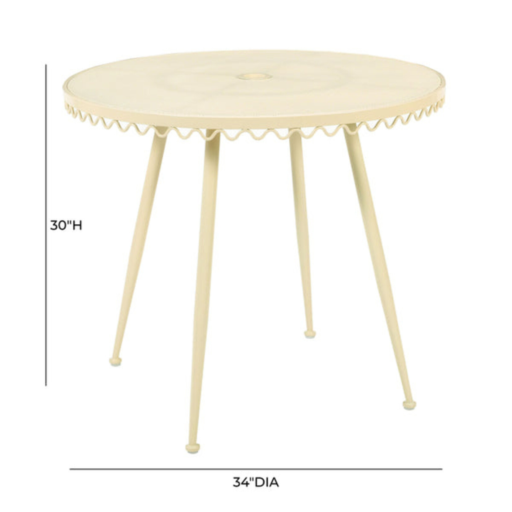 TOV Erica Cream Wrought Iron Outdoor Cafe Table