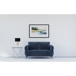 Lively Chenille Upholstered Modern Track Arm Loveseat Blue