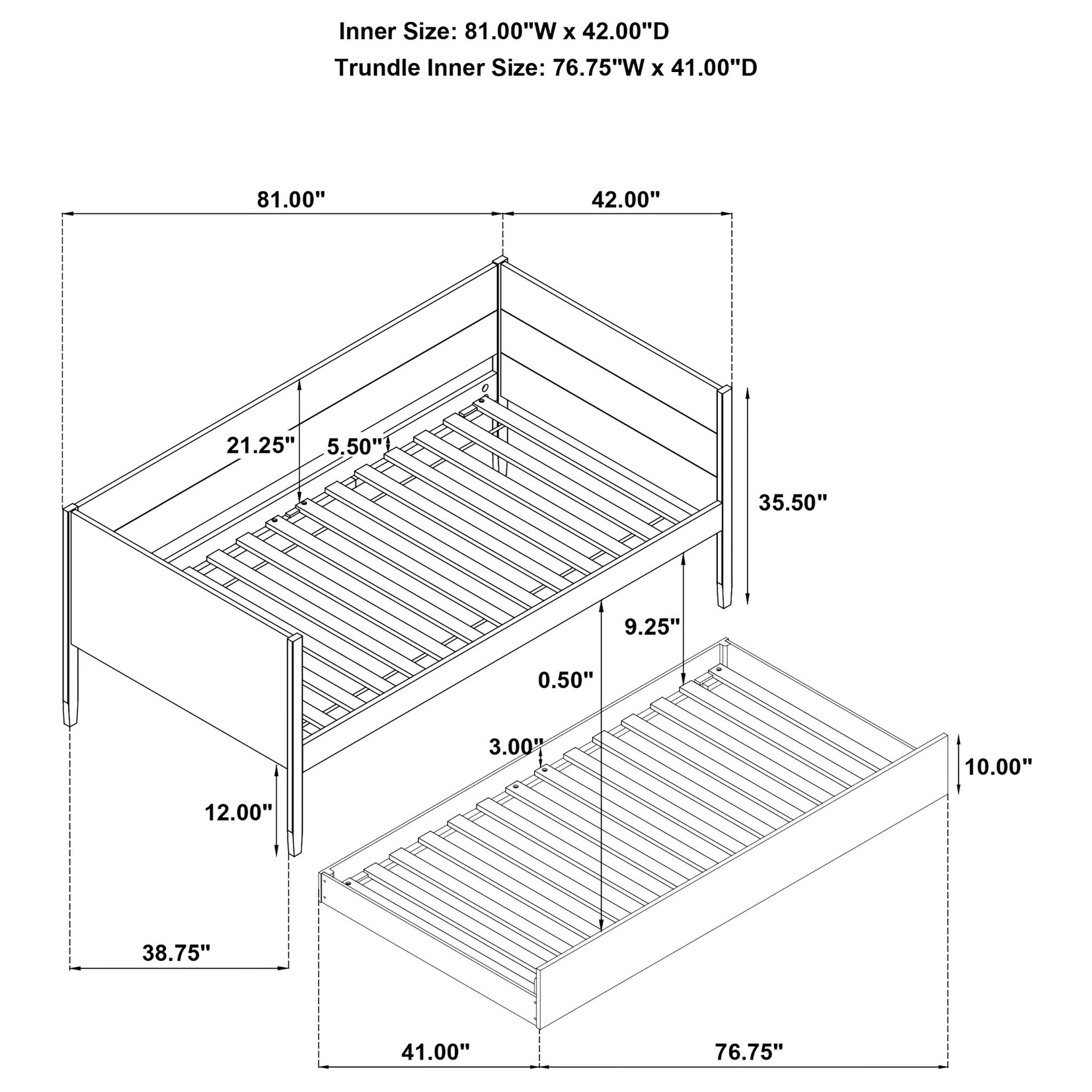 Daybed w/ Trundle  Natural