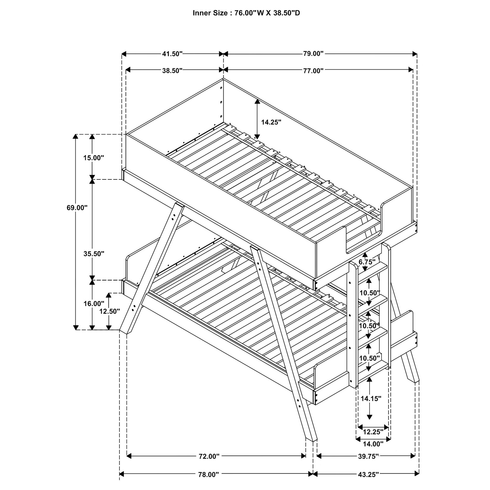 Twin Bunk Bed Van Courtland BLU/NTRL
