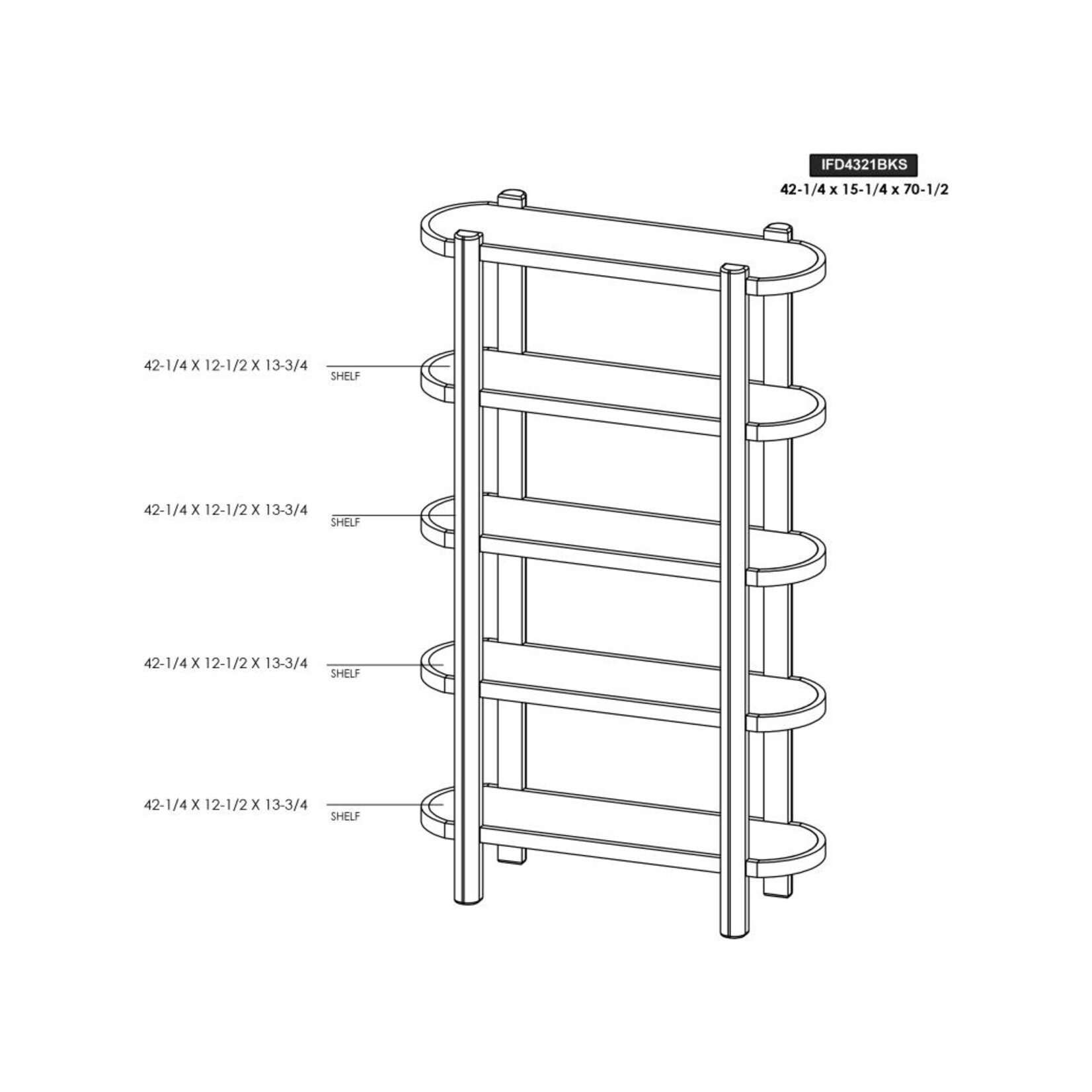 IFD Balam White Bookcase