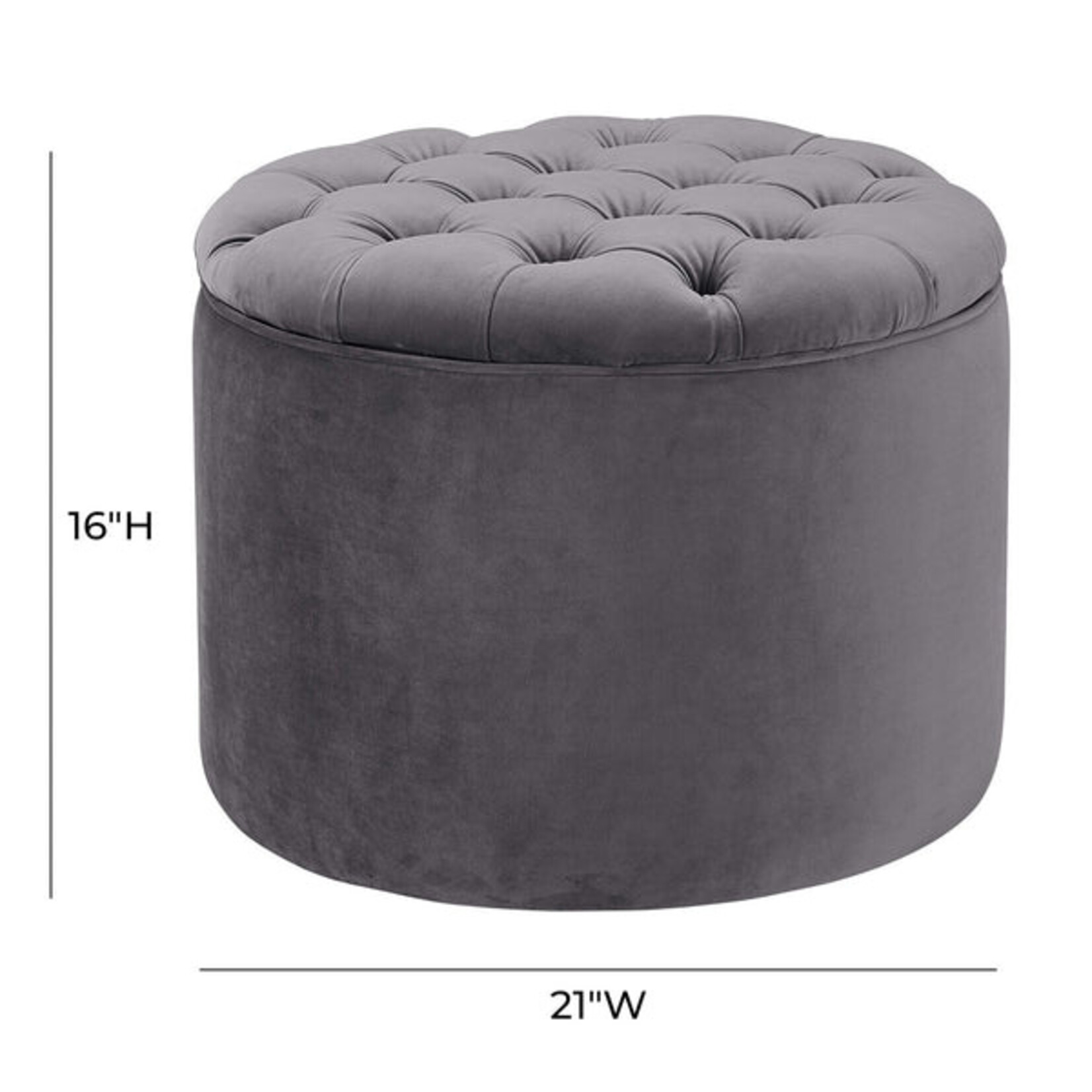 TOV Queen Grey Velvet Storage Ottoman