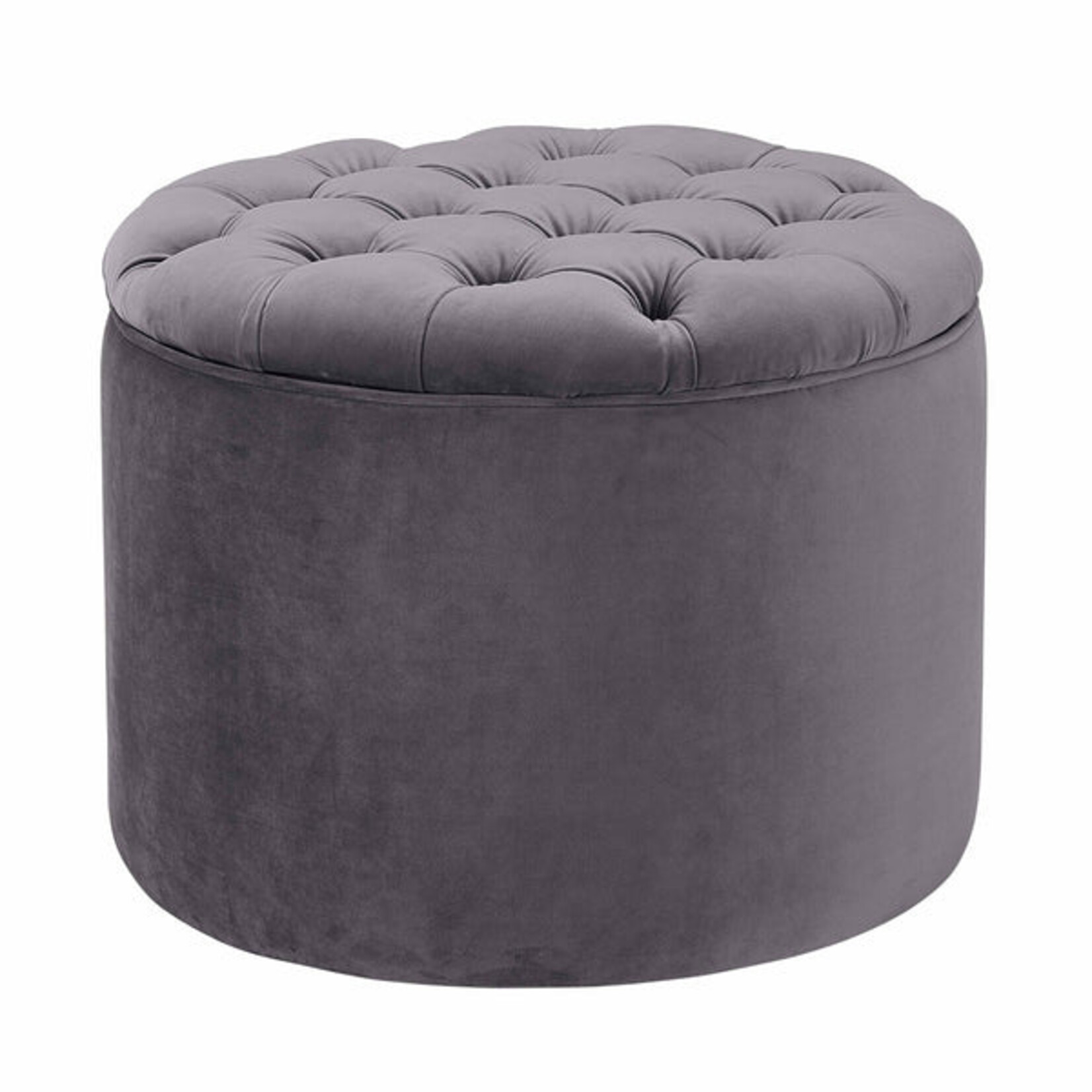 TOV Queen Grey Velvet Storage Ottoman
