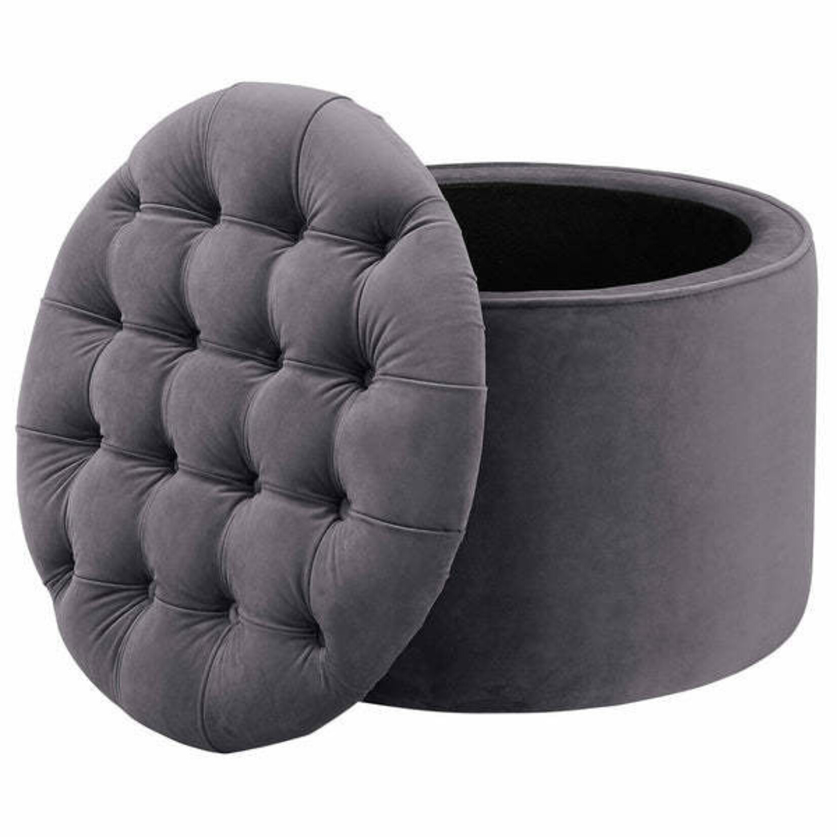 TOV Queen Grey Velvet Storage Ottoman