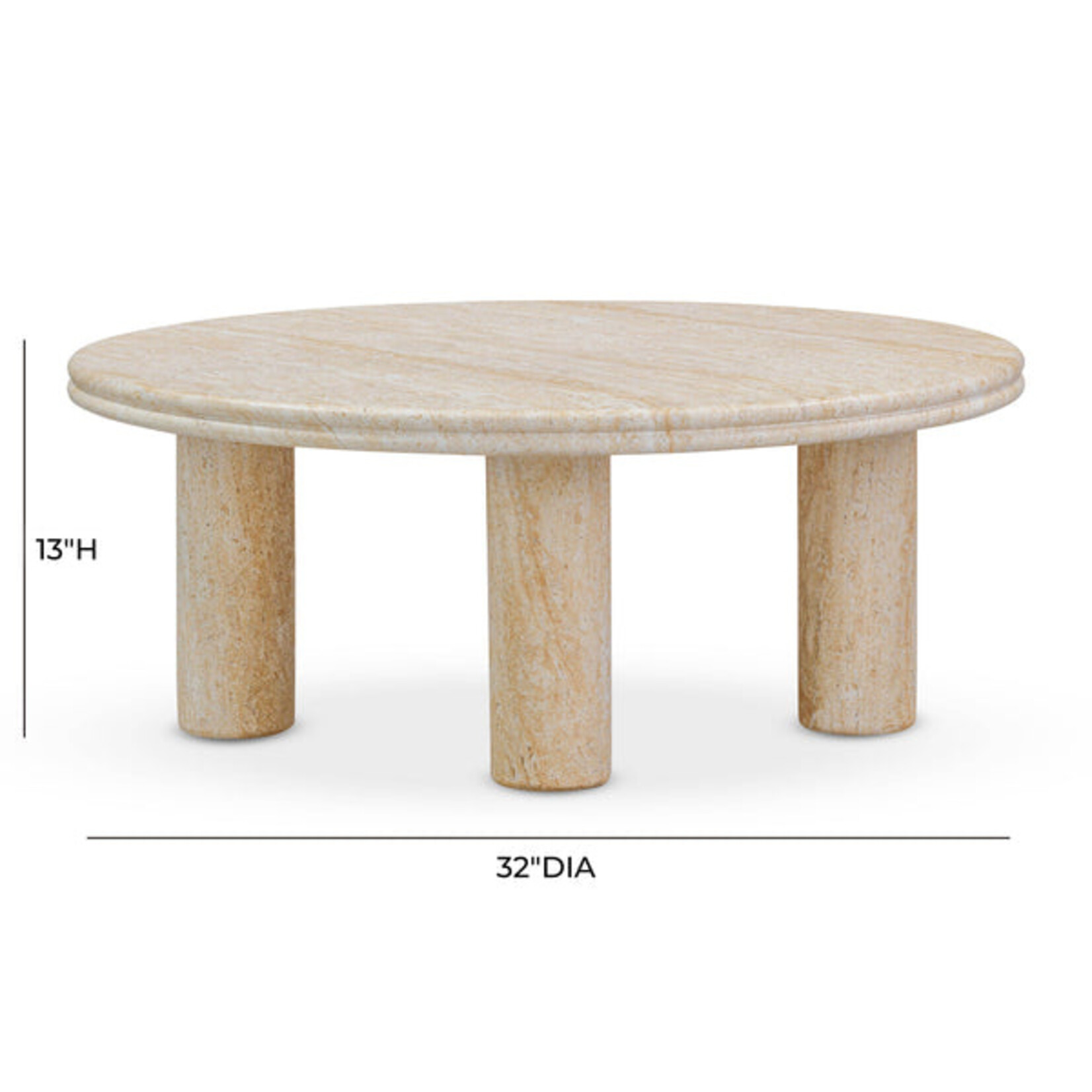 TOV Amora Faux Travertine 32" Rnd Accent Table