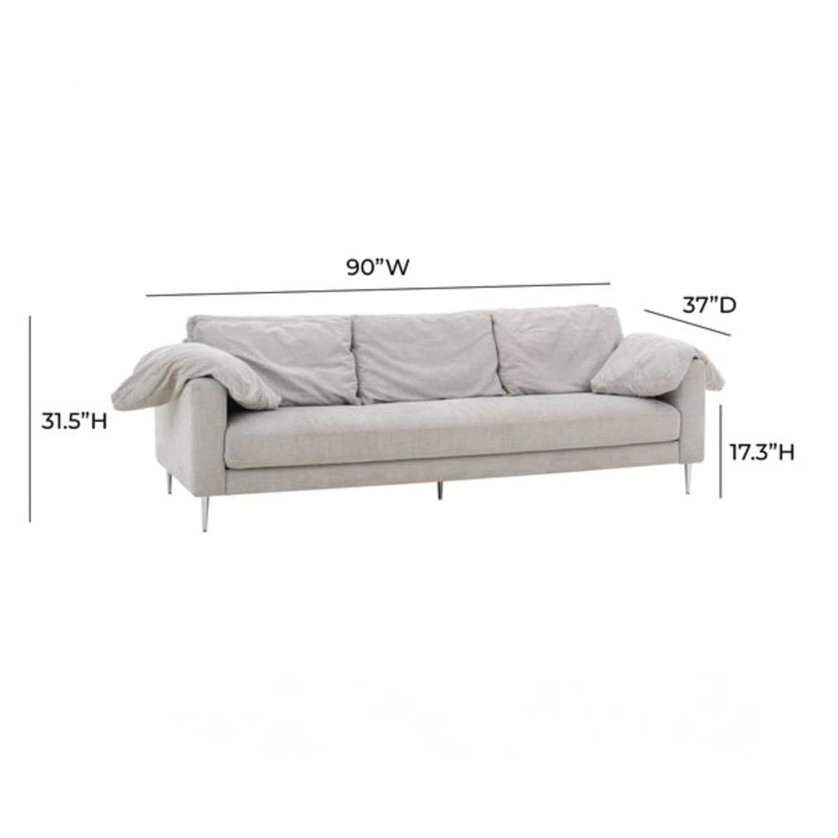 TOV Vari 90" Textured Velvet Lounge Sofa