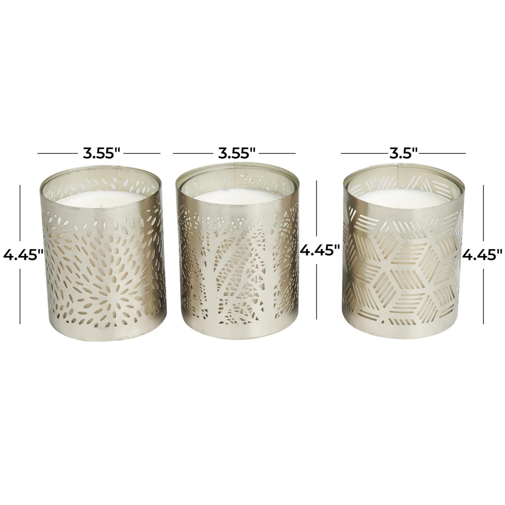 Deco Marche Silver Metal Candle  Set of 3 (FW)