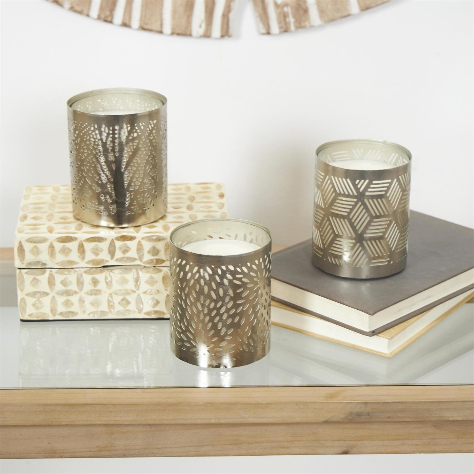 Deco Marche Silver Metal Candle  Set of 3 (FW)