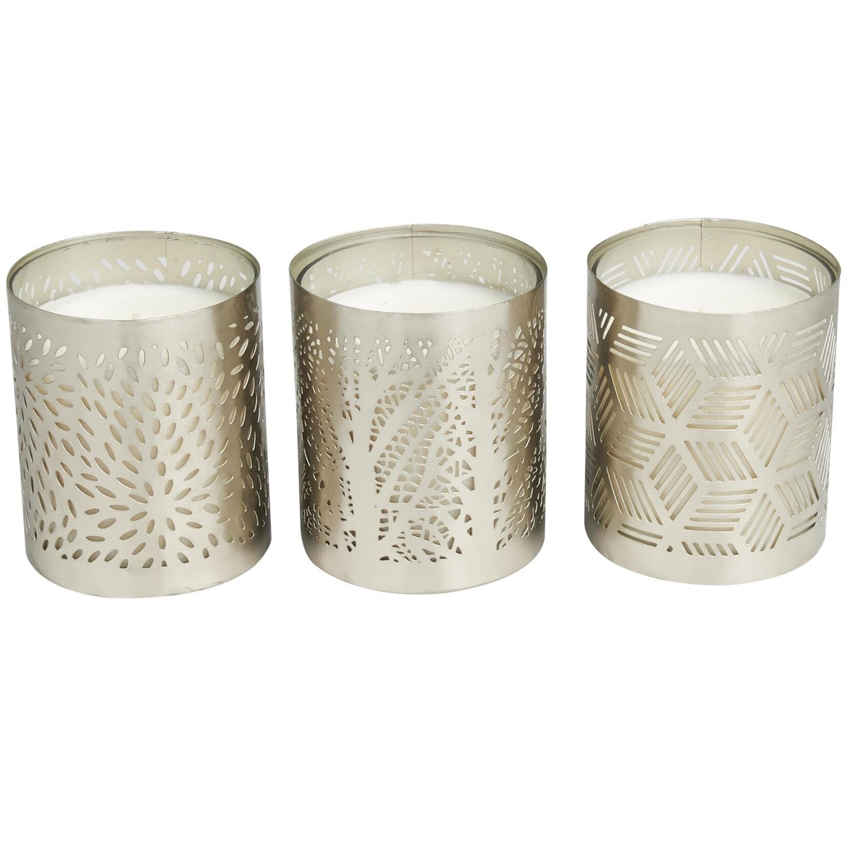 Deco Marche Silver Metal Candle  Set of 3 (FW)
