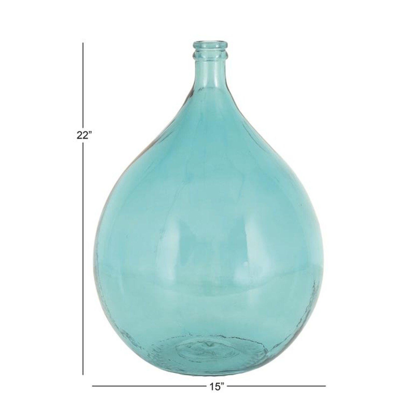 Deco Marche Teal Glass Handmade Spanish Bottle Vase