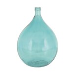 Deco Marche Teal Glass Handmade Spanish Bottle Vase