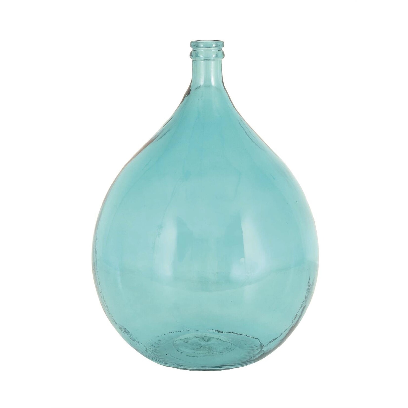 Deco Marche Teal Glass Handmade Spanish Bottle Vase