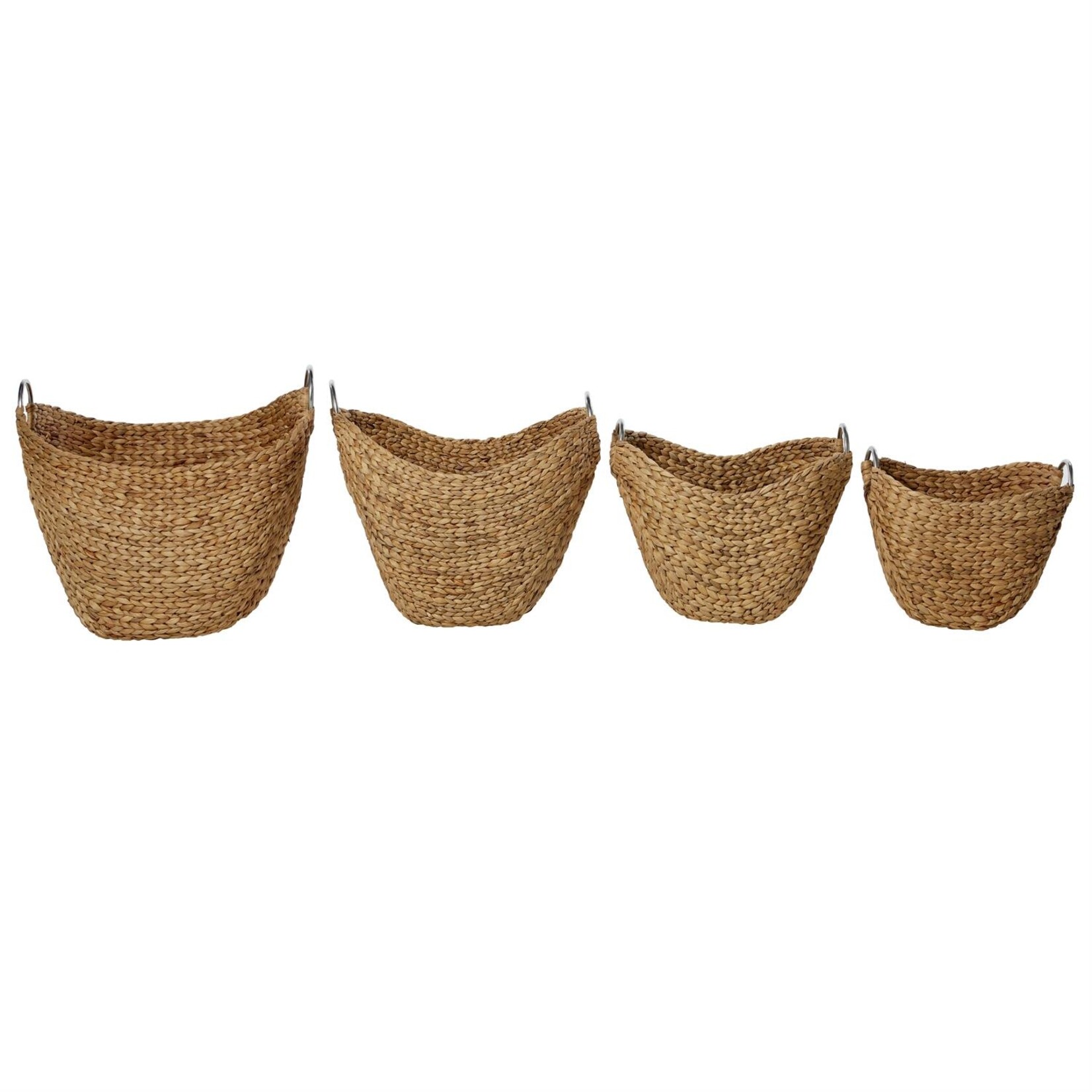 Deco Marche Brown Seagrass Woven Curved Baskets Set of 4 (FW)