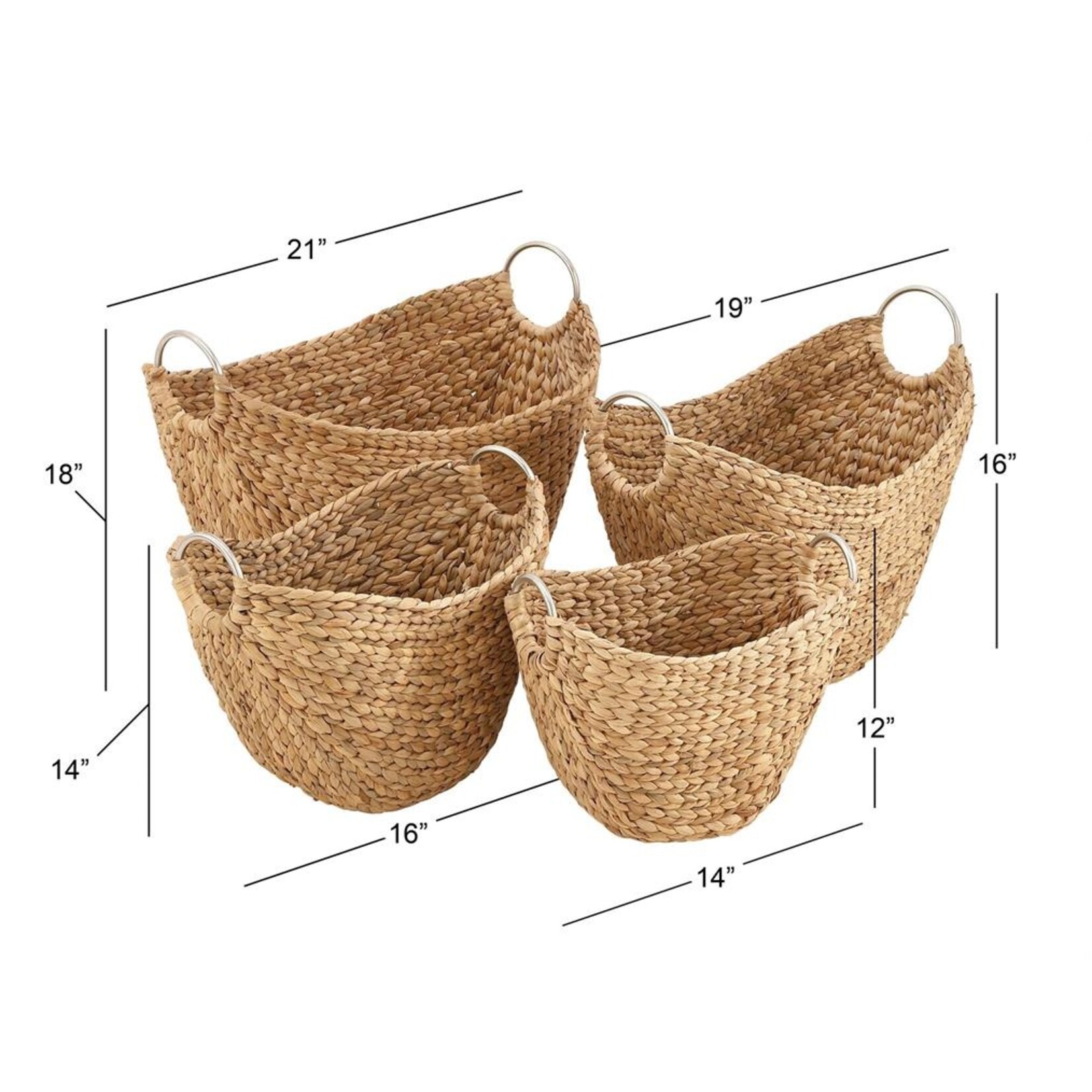 Deco Marche Brown Seagrass Woven Curved Baskets Set of 4 (FW)