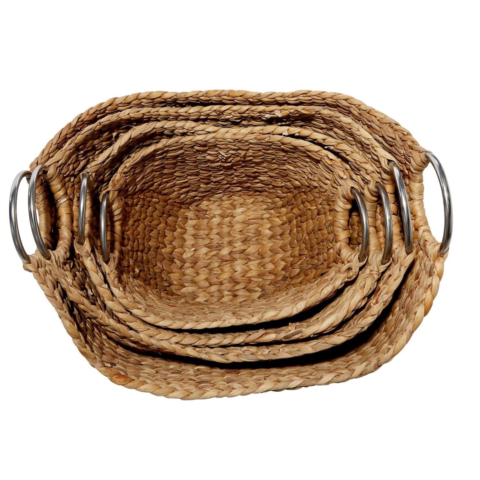 Deco Marche Brown Seagrass Woven Curved Baskets Set of 4 (FW)