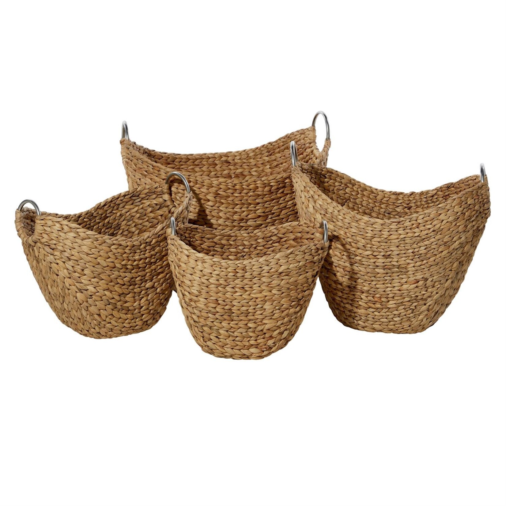 Deco Marche Brown Seagrass Woven Curved Baskets Set of 4 (FW)