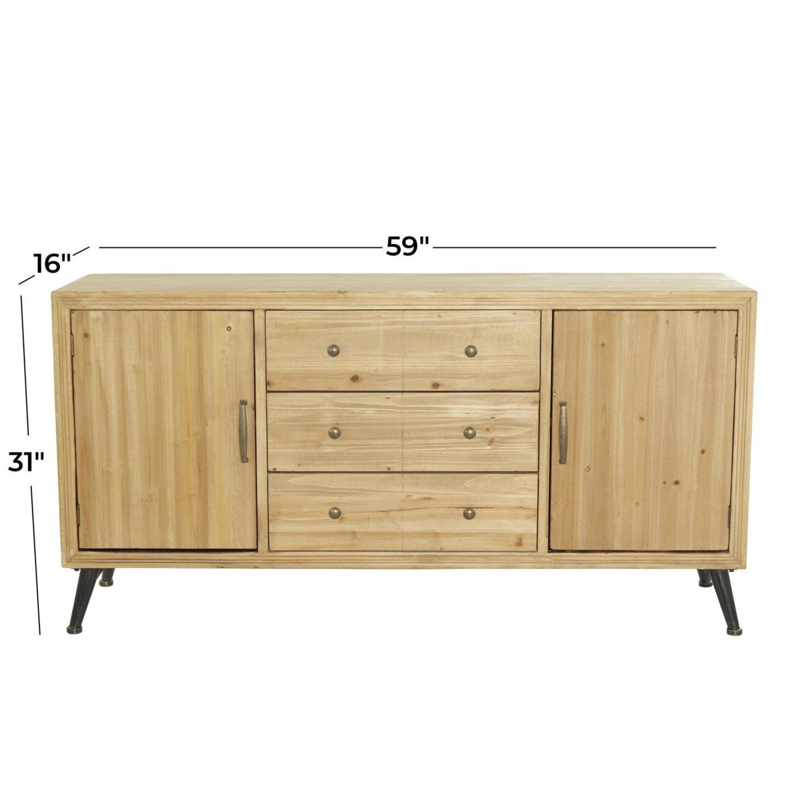 Uma Light Brown Wooden Media Credenza Sideboard