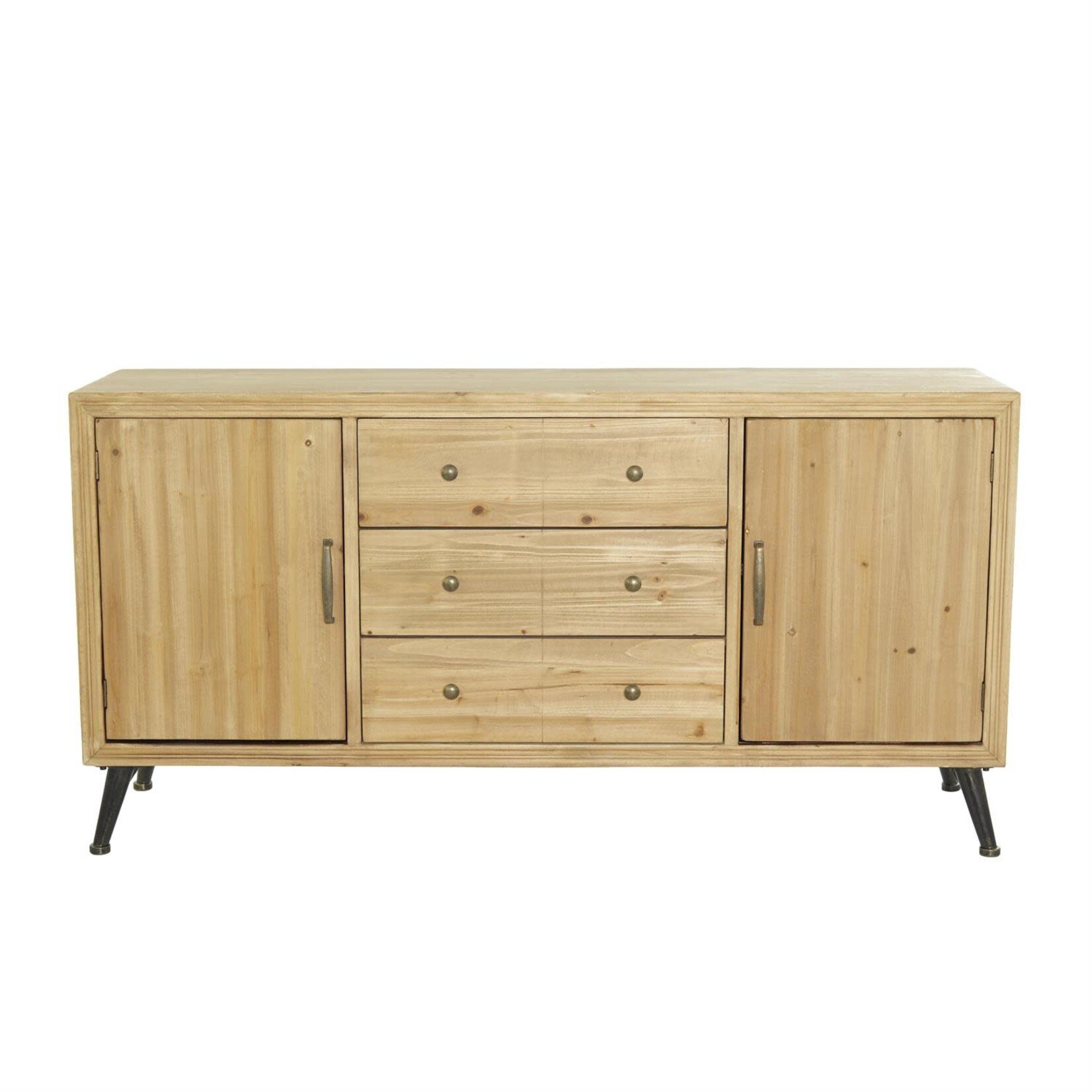 Uma Light Brown Wooden Media Credenza Sideboard