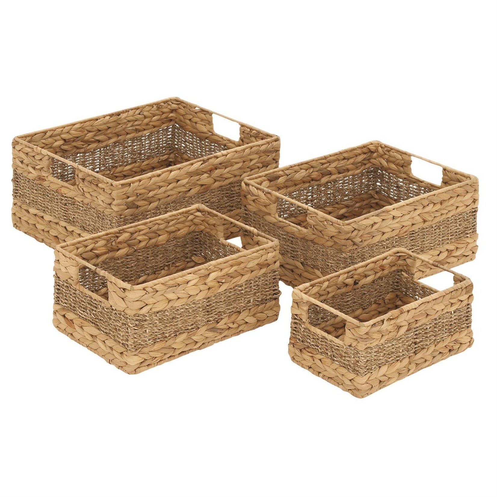 Deco Marche Light Brown Seagrass Storage Basket with Handles, Set of 4