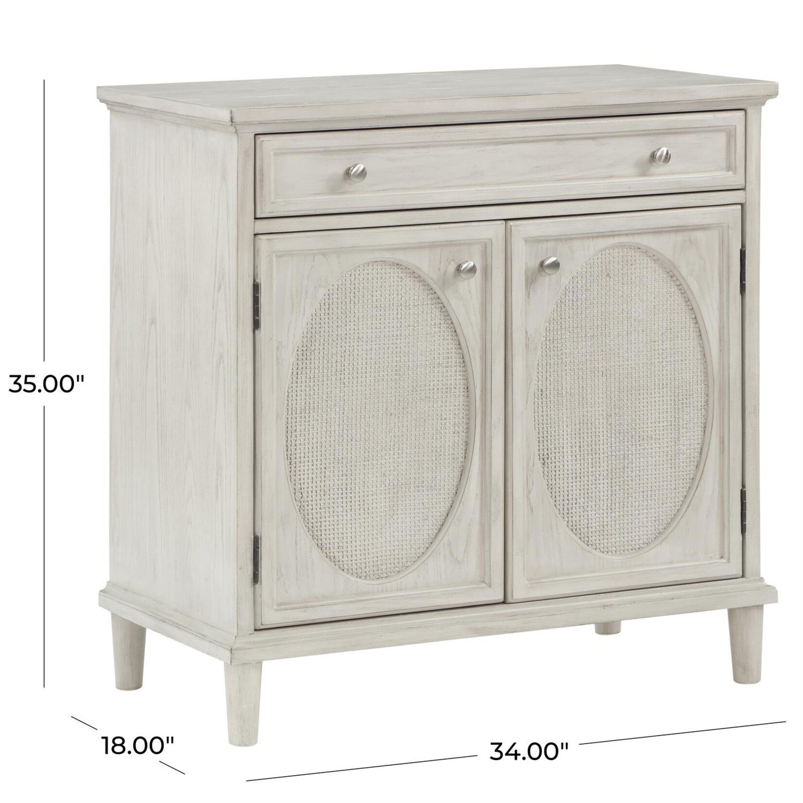 Deco Marche Gray Wooden Oval Rattan Cabinet